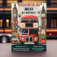 New Boy Cute Girl Tour City Party Bus 1st Birthday