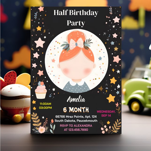 New Boy Girl 6 Month Half Year Party Half Birthday Invitation (Creator Uploaded)