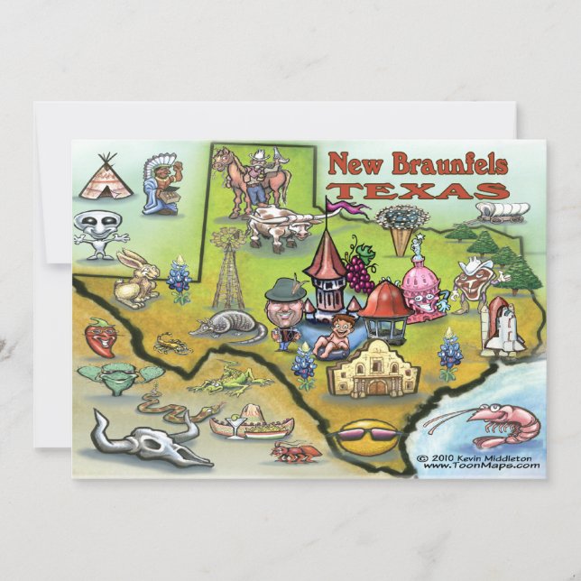 New Braunfels TEXAS Map Card (Front)