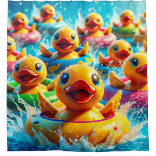 "New Braunfels Tx: Tubing Duckies on the Comal" Shower Curtain