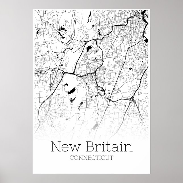 New Britain Map - Connecticut - City Map Poster (Front)