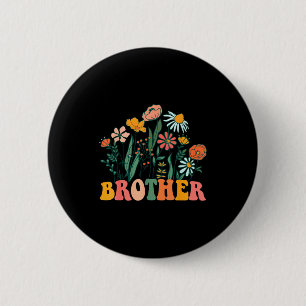 New Brother Wildflower First Birthday & Baby S 6 Cm Round Badge