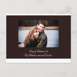 new brown, for the invite, Song of Solomon 2:16... Postcard