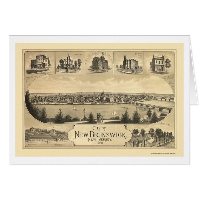 New Brunswick, NJ Panoramic Map - 1880 (Front Horizontal)