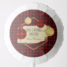 NEW Bufallo Plaid Gold Personalised BALLOON Xmas