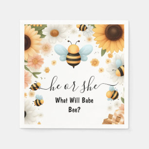 New Bug Daisy Bloom Rustic Busy Bee Gender Reveal Napkin