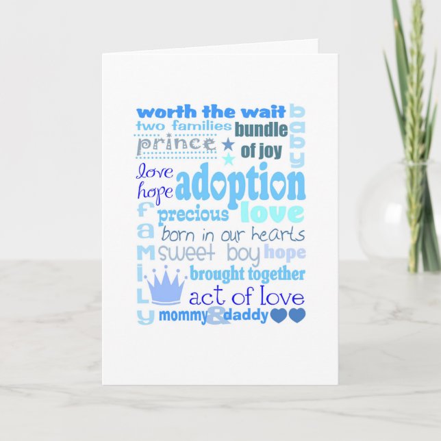 NEW BUNDLE OF JOY/PRECIOUS BABY BOY ADOPTION CARD (Front)