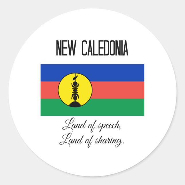New Caledonia, Flag and Motto Classic Round Sticker (Front)