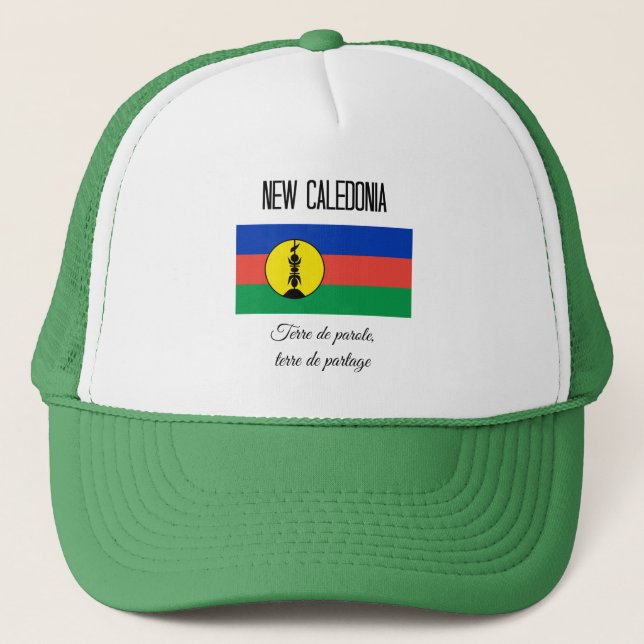 New Caledonia, Flag and Motto Trucker Hat (Front)