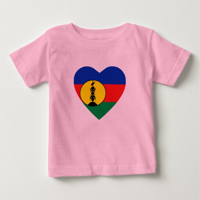 New Caledonia Flag Heart T-Shirt (Front)