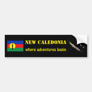 New Caledonia Flag + Map Bumper Sticker