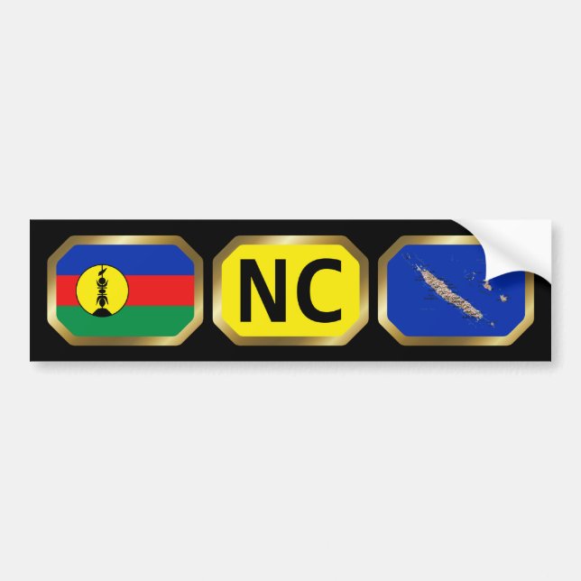 New Caledonia Flag Map Code Bumper Sticker (Front)
