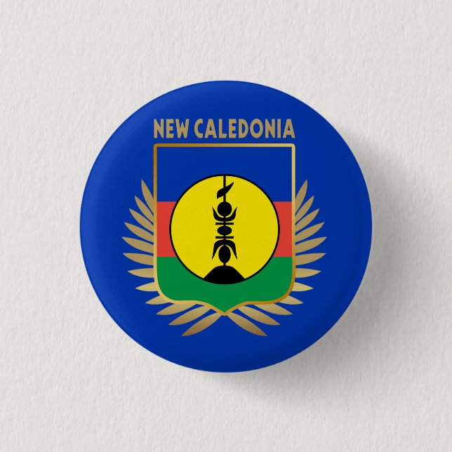 New Caledonia Flag Shield 3 Cm Round Badge (Front)