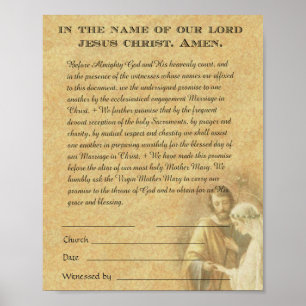 NEW! Catholic Wedding Engagement Betrothal Promise Poster