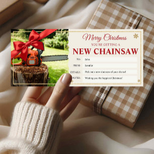 New Chainsaw Christmas Gift Certificate Card