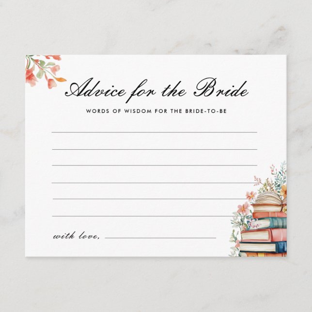 New Chapter Advice For Bride Bridal Shower Enclosure Card (Front)