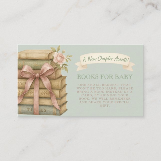 New Chapter Awaits Pink Bow Books for Baby Enclosure Card (Front)