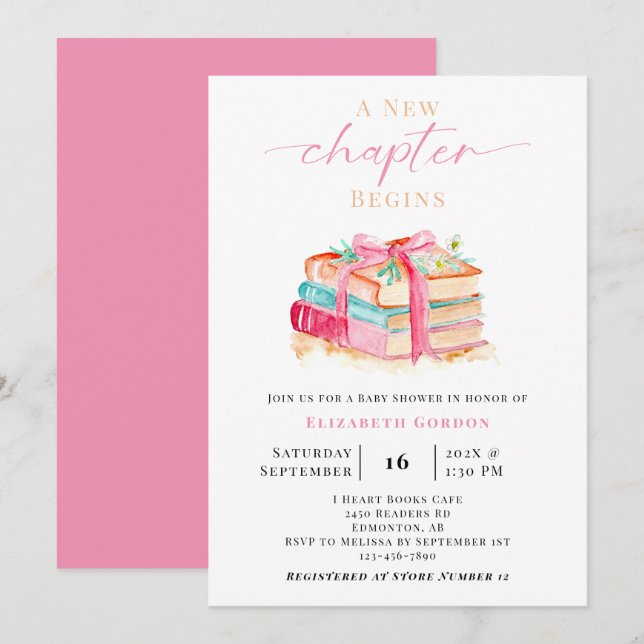 New Chapter Baby Shower Book Watercolor Storybook Invitation (Front/Back)