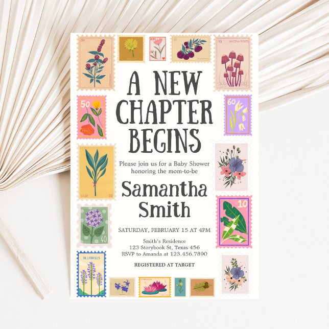 New Chapter Baby Shower  Invitation (A New Chapter Begins Baby Shower Invitation)