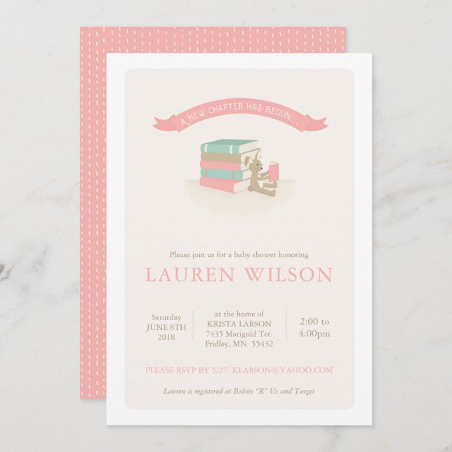 New Chapter Baby Shower Invitation - pink (Front/Back)