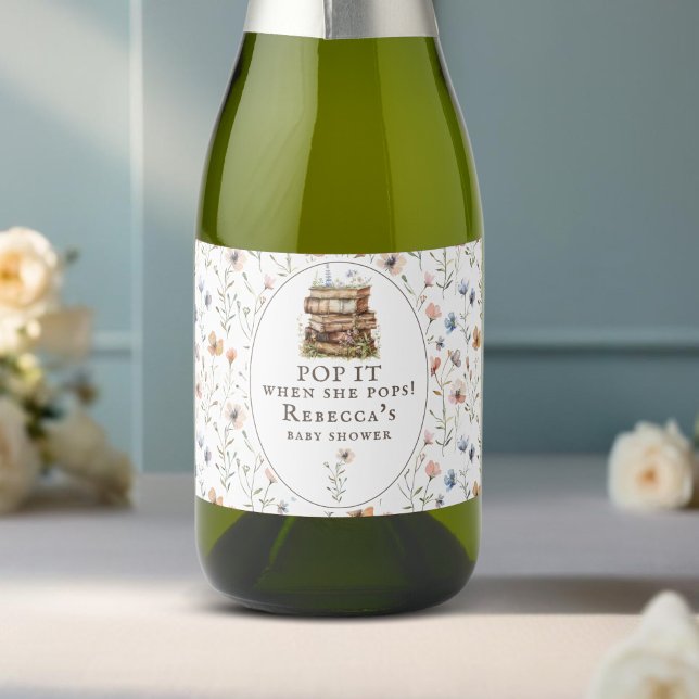 New chapter baby shower, pop it when she pops! sparkling wine label (Creator Uploaded)