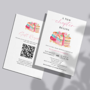 New Chapter Baby Shower Registry QR Code books Invitation