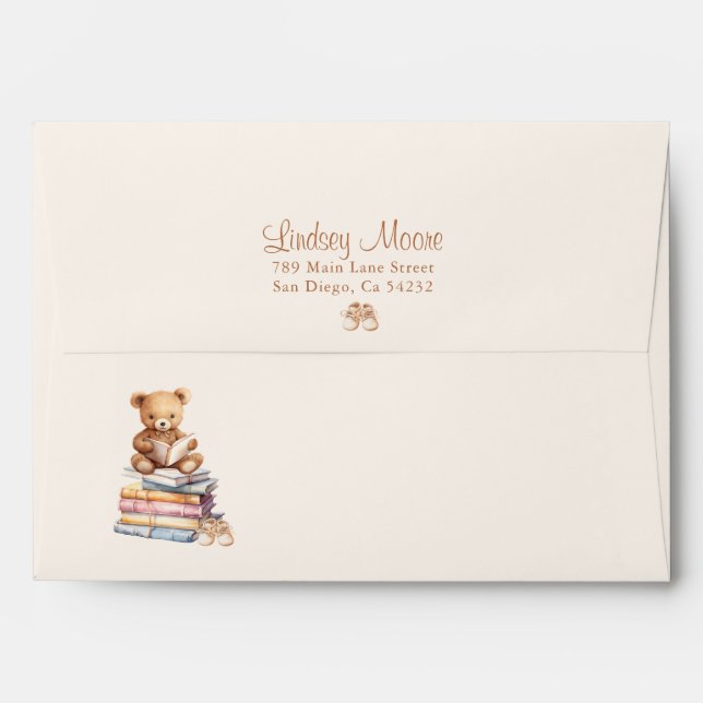 New Chapter Baby Shower Teddy Storybook  Envelope (Back (Top Flap))