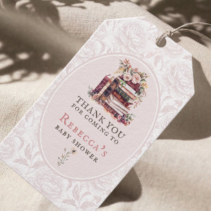 New chapter baby shower watercolor, blush peony gift tags