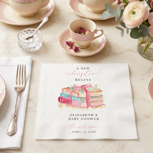New Chapter Baby Shower Watercolor Pink Thank you Napkin