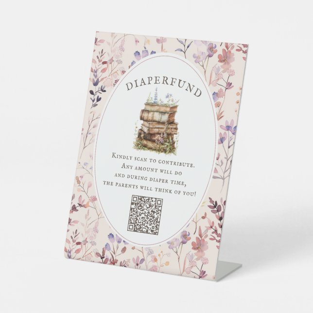 New chapter baby shower wildflower diaperfund pedestal sign (Front)