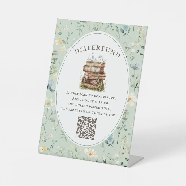 New chapter baby shower wildflower diaperfund pedestal sign (Front)