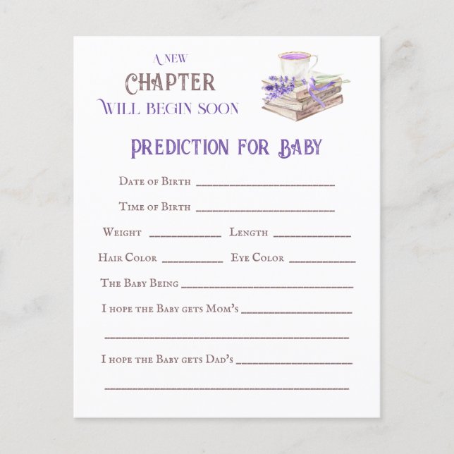 New Chapter Begin Book Advice for Baby Shower Game (Front)