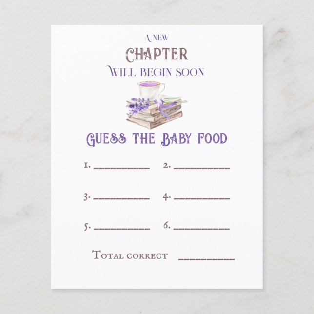 New Chapter Begin Book Guess Baby Shower Game (Front)