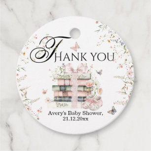 New Chapter Begin Book Wildflower Baby Girl Shower Favour Tags