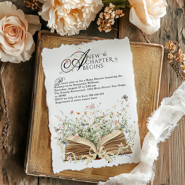 New Chapter Begin Book Wildflower Baby Shower Invitation (Creator Uploaded)