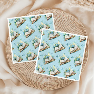 New Chapter Begin Boy Blue Brunch Book Baby Shower Napkin