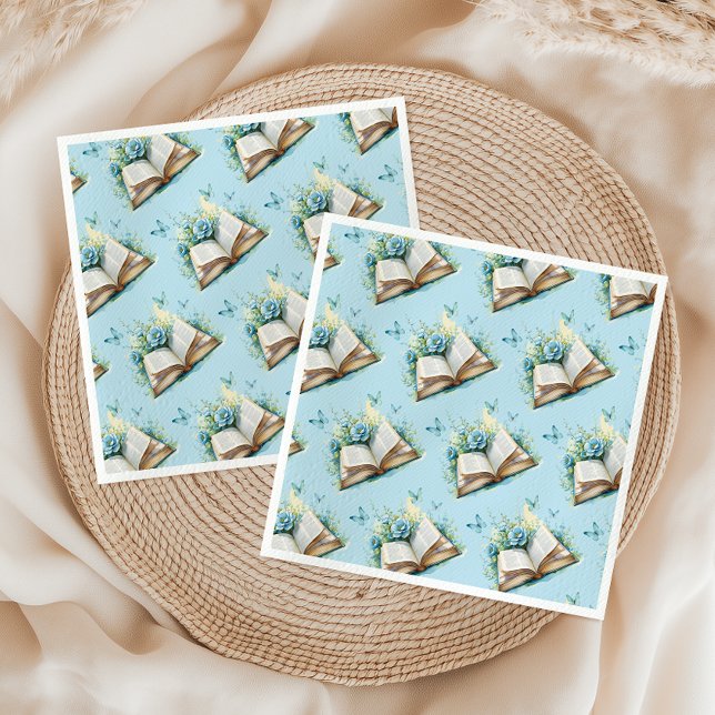 New Chapter Begin Boy Blue Brunch Book Baby Shower Napkin (Creator Uploaded)