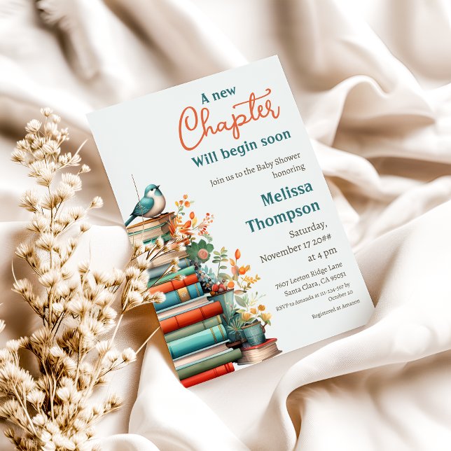 New Chapter Begin Floral Book Baby Shower Invitation (Creator Uploaded)