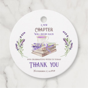 New Chapter Begin Soon Lavender Books Baby Shower Favour Tags