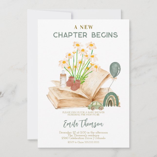 New Chapter Begins Baby shower Invitation (Front)
