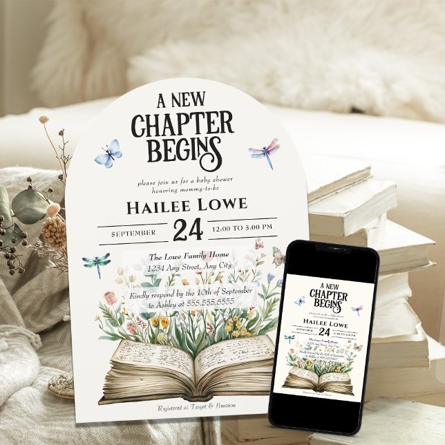 New Chapter Begins Baby Shower Vintage Wildflower Invitation (Creator Uploaded)