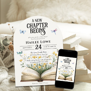 New Chapter Begins Baby Shower Vintage Wildflower Invitation
