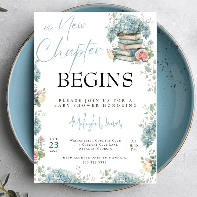 New Chapter Begins Blue Storybook Baby Shower Invitation (Creator Uploaded)