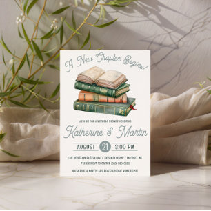New Chapter Begins, Book Themed Bridal Shower Invitation