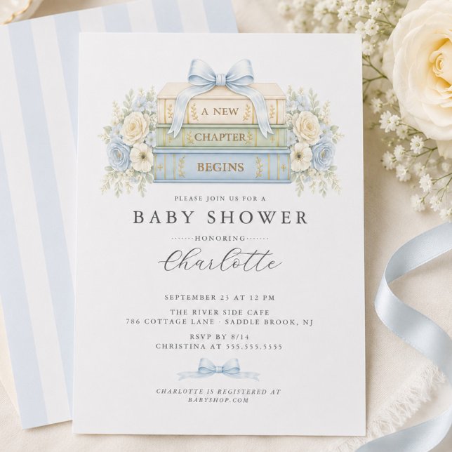 New Chapter Begins Boy Baby Shower Invitation (Creator Uploaded)
