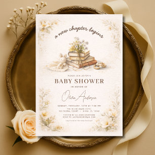 New Chapter Begins Floral Baby Shower Invitation