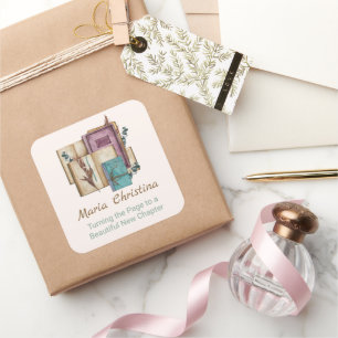 New Chapter Begins Floral New Beginnings Square Sticker