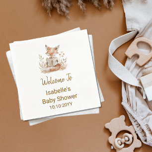 New Chapter Begins Fox Storybook Baby Shower  Napkin