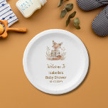 New Chapter Begins Fox Storybook Baby Shower Paper Plate<br><div class="desc">Nestled in a palette of soft,  neutral hues,  our design features a darling watercolor illustration of a precious baby Fox engrossed in a storybook adventure. Matching stationery and party supplies in store</div>