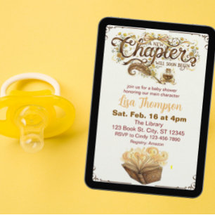 New Chapter Begins Soon, Golden Book Baby Shower Invitation